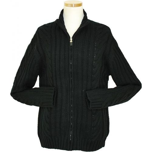 Cielo Black Knitted Zip-Up Jacket Sweater K162